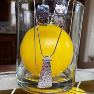 Silpada hammered silver necklace and earrings set